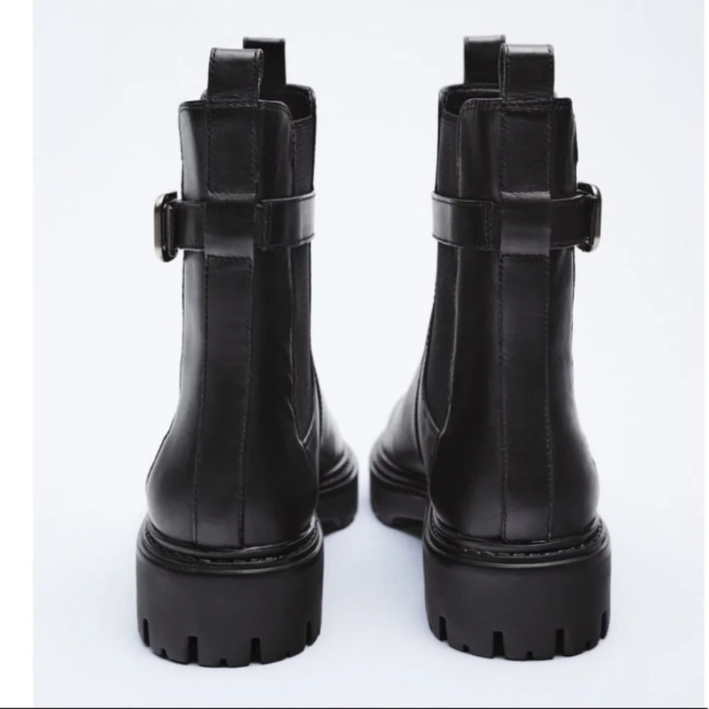 Zara Leather Ankle Moto Boots, EU 37 - Picture 3 of 16